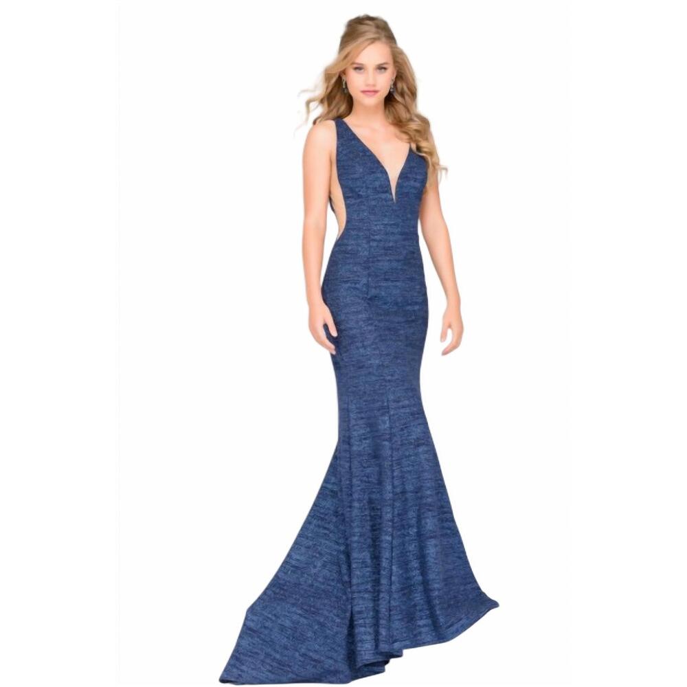NEW JOVANI sleeveless gown in royal - Picture 1 of 1